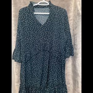 Green white Polka Dotted Dress